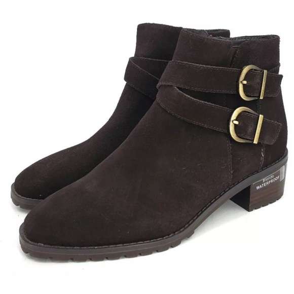BLONDO Stacy Waterproof Ankle Boot 8.5 M Brown Suede Double Buckle B7314-205 NIB - Picture 3 of 12
